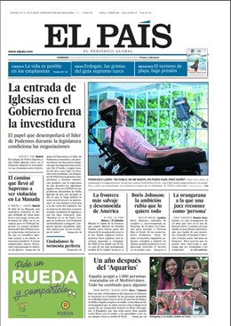 Portada del diario El País del domingo 23 de junio.