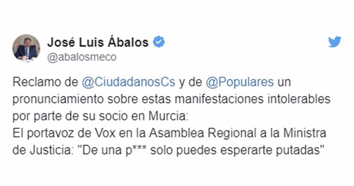 Tuit de José Luis Ábalos