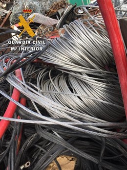 Cable de cobre recuperado en Coria