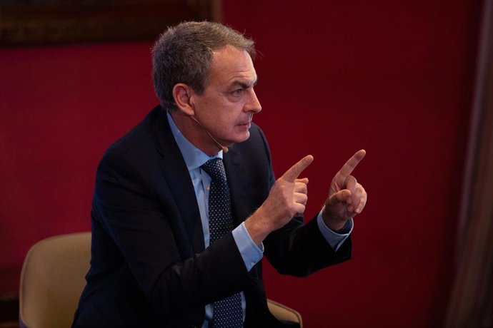 El expresidente del Gobierno, José Luis Rodríguez Zapatero, durante su intervención en la presentanción del libro de J.A.March, 'Poder y futuro'.