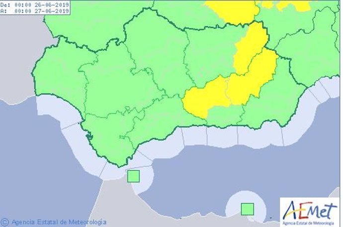 Avisos por altas temperaturas en Granada y Jaén activos este miércoles 26 de junio