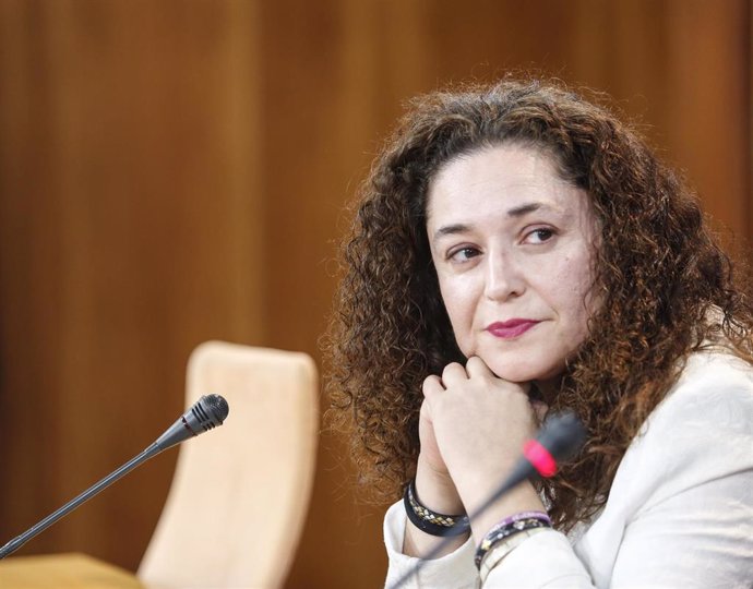 La portavoz parlamentaria de Adelante Andalucía, Inmaculada Nieto, en rueda de prensa