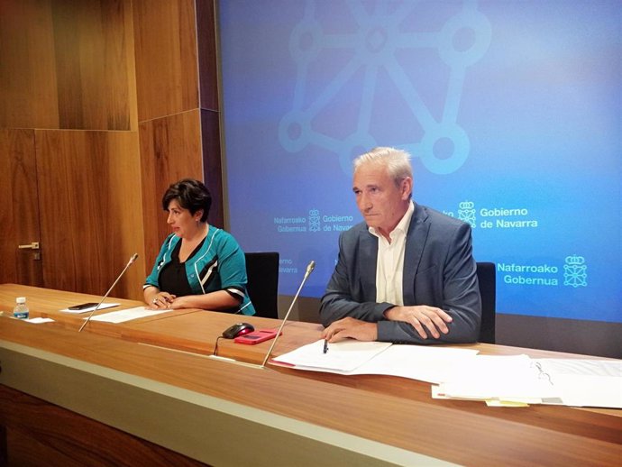 María Solana y Mikel Aranburu en la rueda de prensa posterior a la sesión de Gobierno