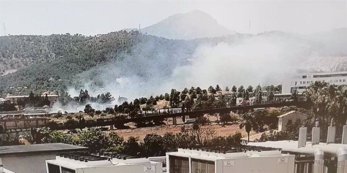 Imatge de l'incendi declarat al Camí Real del Secar de la Real.