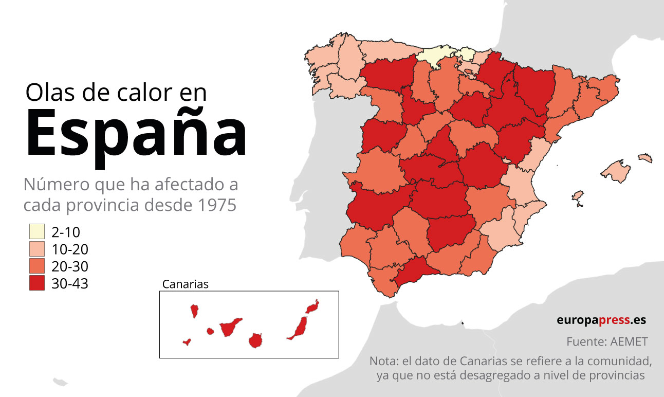 Olas de calor en España por provincias
