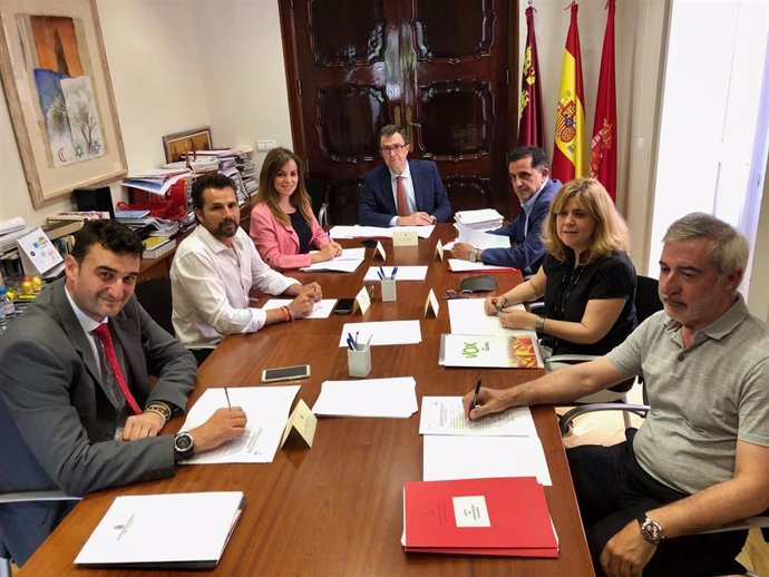 Imagen de la primera reunión de la Junta de Portavoces del Ayuntamiento de Murcia