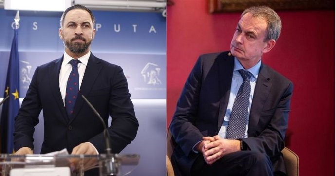 Montaje fotográfico del presidente de Vox, Santiago Abascal, y del expresidente del Gobierno José Luis Rodríguez Zapatero