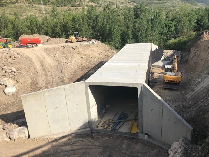 Obras en la carretera de Soto en Cameros