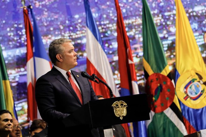 El presidente de Colombia, Iván Duque, durante la 49 Asamblea General de la OEA en Medellín