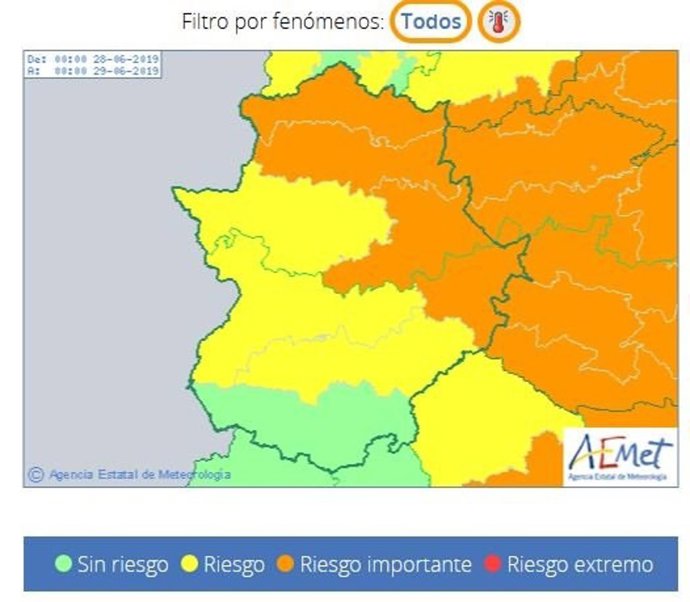 Alertas Extremadura 28 de junio