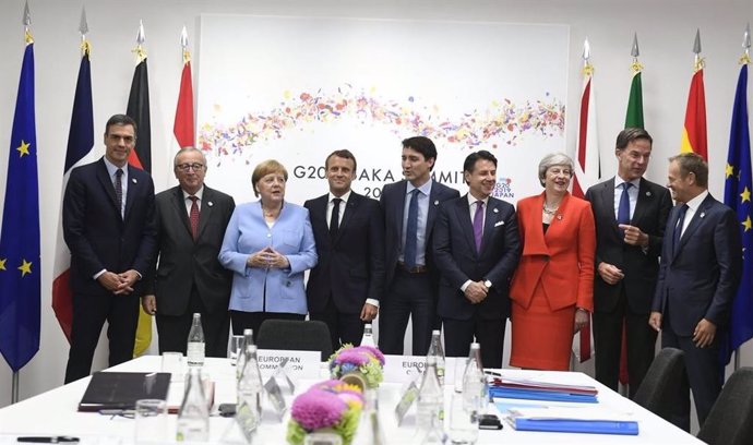 Los líderes europeos y el primer minsitro canadiense, Justin Trudeau, mantienen una reunión de coordinación antes de la cumbre del G20