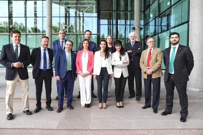 Los doce diputados de Vox en la Asamblea de Madrid, con Rocío Monasterio e Iñigo Henríquez de Luna.