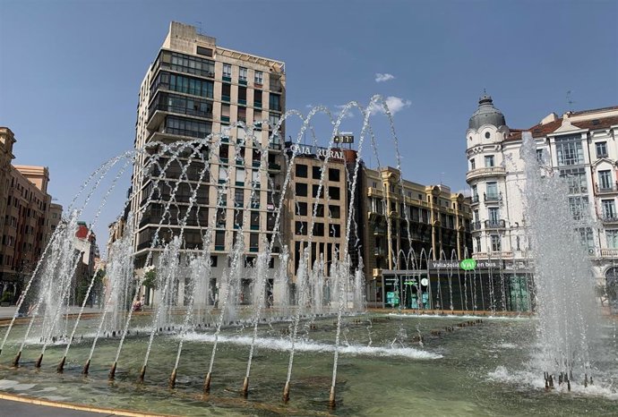Calor en Valladolid. Plaza de Zorrilla.
