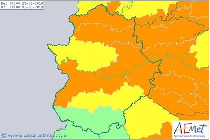 Alertas en Extremadura del 29 de junio