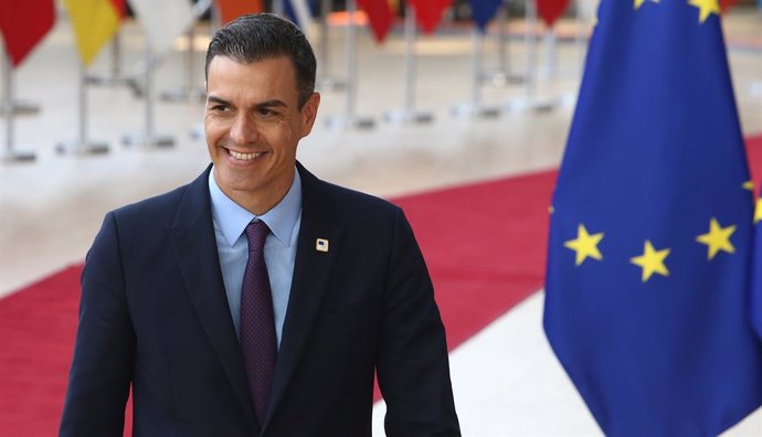 El president del Govern en funcions, Pedro Sánchez, en arribar a la reunió del Consell Europeu a Bruselles.