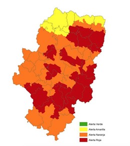 Mapa alerta incendios forestales de este domingo en Aragón.