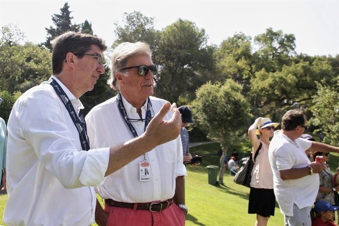 Elvicepresidente y consejero de Turismo, Regeneración, Justicia y Administración Local, Juan Marín, en la última jornada del Estrella Damm Andalucía Masters, que se celebra en el Real Club Valderrama.