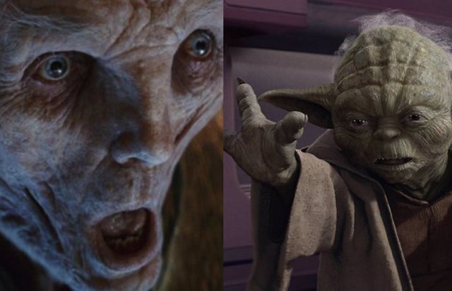 Snoke y Yoda en la saga de Star Wars