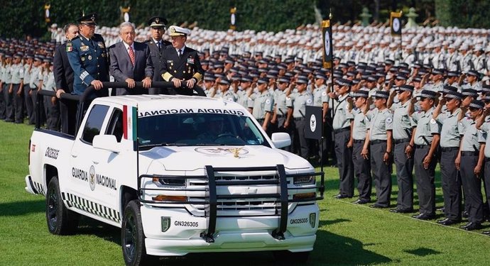 El presidente de México, Andrés Manuel López Obrador, en una ceremonia de la Guardia Nacional
