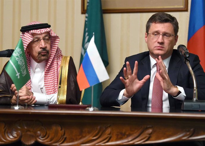 June 10, 2019 - Moscow, Russia: VI Meeting of the Intergovernmental Commission of Russia and Saudi Arabia on trade, economic and scientific and technical cooperation in the President Hotel. Minister of Energy of the Russian Federation Alexander Novak (r