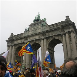 Foto de archivo de la manifestación independentista en Bruselas en diciembre de 2017