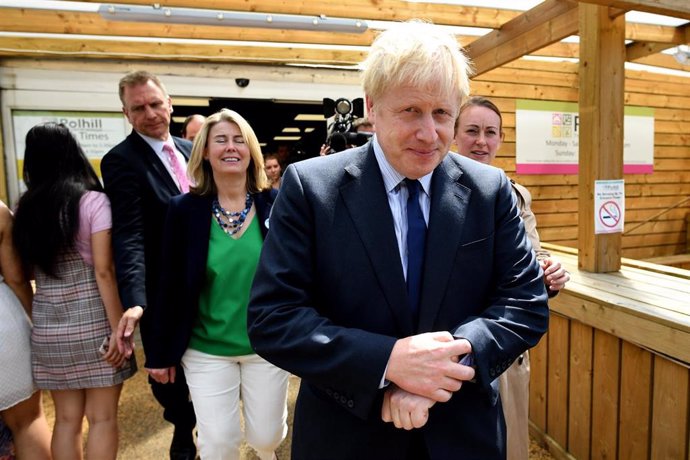 Boris Johnson en un acto de campaña  
