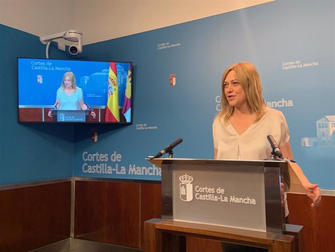 La portavoz de Ciudadanos en las Cortes, Carmen Picazo, en rueda de prensa