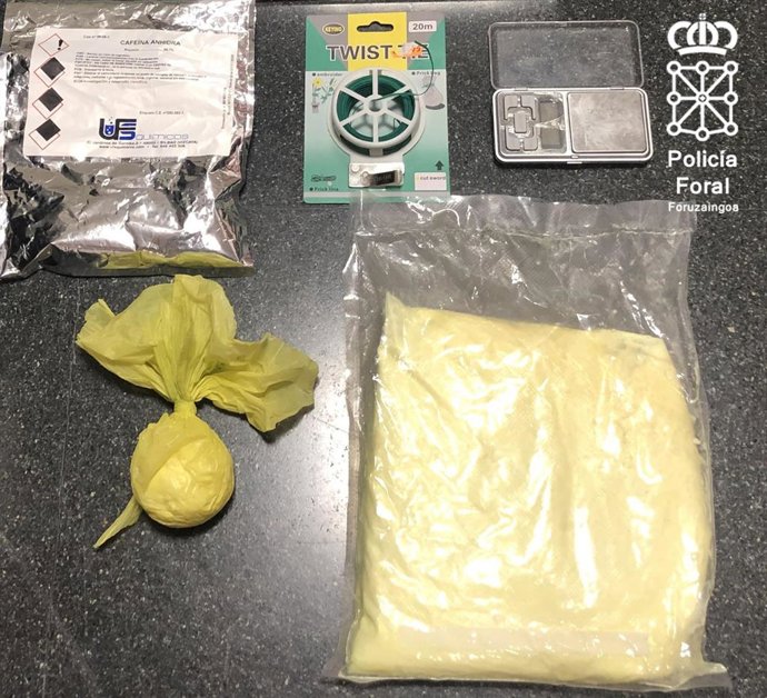 Droga incautada por la Policía Foral al detenido en Peralta