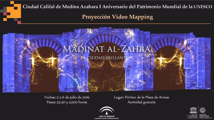 Cartel del vídeo 'mapping' conmemorativo en Medina Azahara