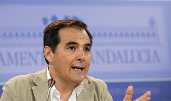 El portavoz parlamentario del PP-A, José Antonio Nieto, en rueda de prensa