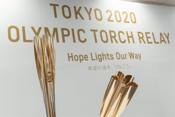 20 March 2019, Japan, Tokyo: Tokyo 2020 Olympic Torch, pictured during its unveiling ceremony. Photo: Rodrigo Reyes Marin/ZUMA Wire/dpa