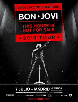 Cartel del concierto de Bon Jovi el 7 de julio en Madrid