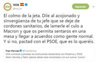 Vox insulta a Rivera llamándole "acojonado y sinvergüenza" por negarse a llegar a acuerdos con ellos