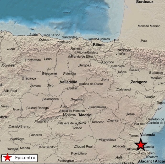 Registrado un terremoto de 2,6 en la escala Richter en Favara (Valencia)