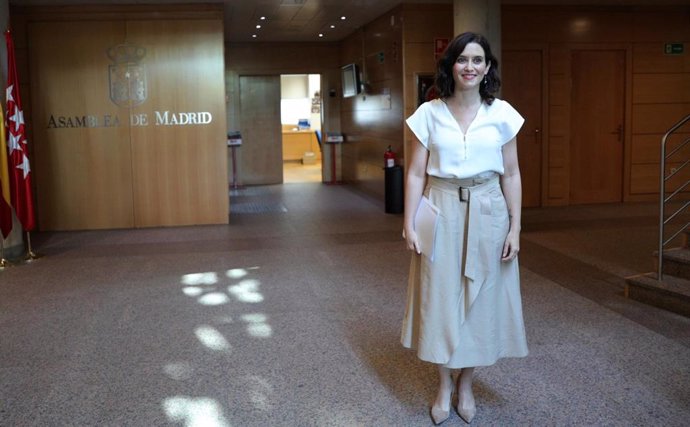 Imagen de la candidata del PP a la Presidencia de la Comunidad, Isabel Díaz Ayuso, esta semana en la Asamblea de Madrid.