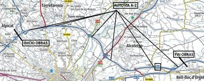 Plano de la variante de Lleida