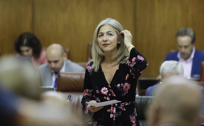 Intervención de la consejera de Cultura y Patrimonio Histórico, Patricia del Pozo, durante su intervención en la sesión plenaria.