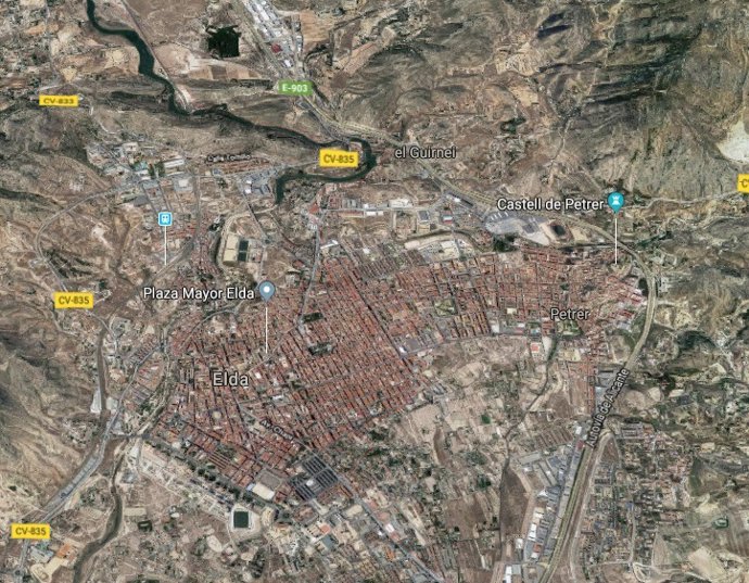 Localización de Elda y Petrer (Alicante)