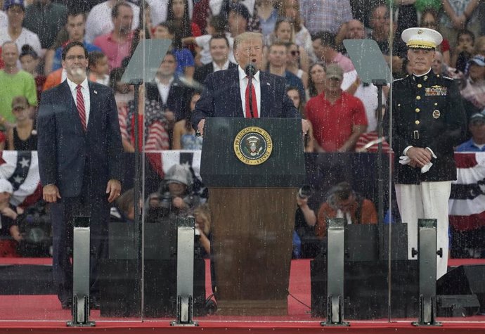 El presidente de Estados Unidos, Donald Trump, en un momento de su discurso durante la celebración del Día de la Independencia.