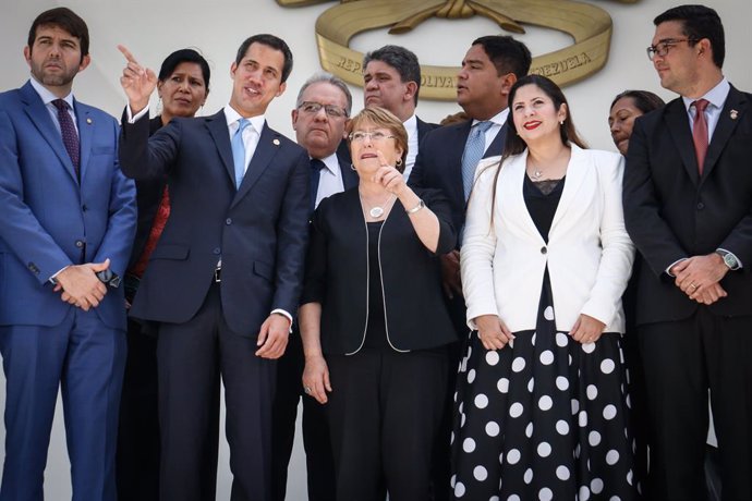 Michelle Bachelet, jefa de DDHH de la ONU, con Juan Guaidó durante su visita a Caracas