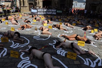 Protesta contra la tauromaquia en Pamplona