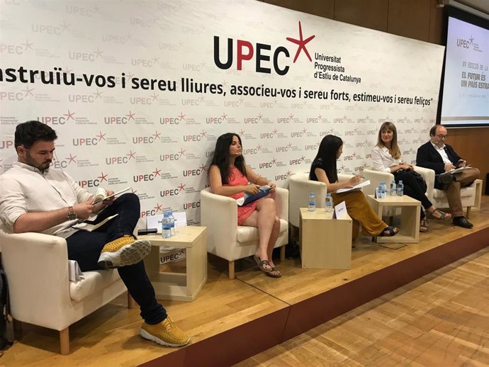 Debate de la Upec entre G.Rufián (ERC); M.Sirvent (CUP); J.Albiach (CatECP) y M.Iceta (PSC)