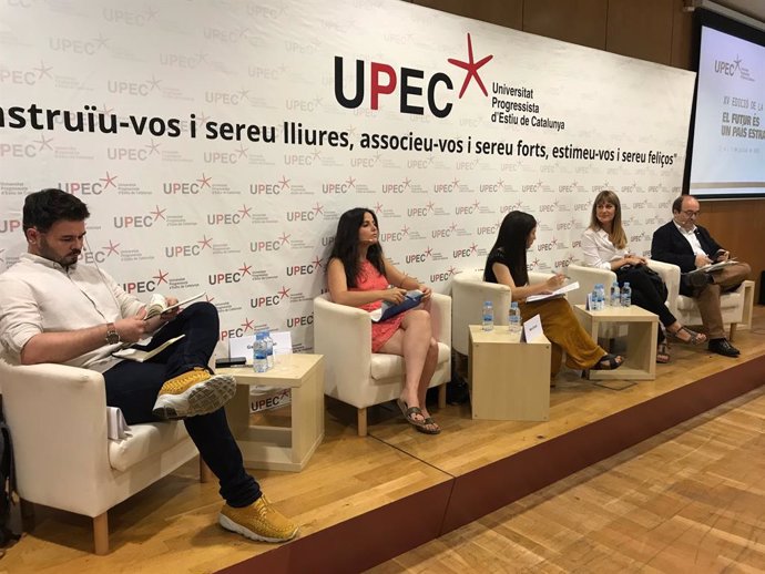 Debat de la Upec entre G.Rufián (ERC); M.Sirvent (CUP); J.Albiach (CatECP) i M.Iceta (PSC)