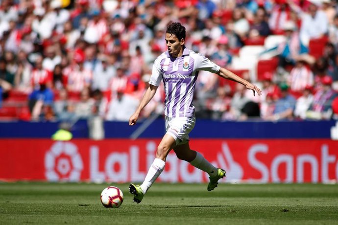 Enes Unal, forward of Real Valladolid, during the spanish league, La Liga, football match played between Atletico de Madrid and Real Valladolid at Wanda Metropolitano Stadium in Madrid, Spain, on April 27, 2019.
