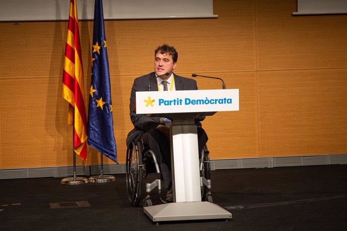 El president del PDeCAT, David Bonvehí, intervé en la reunió del Consell Nacional del PDeCAT a Barcelona al febrer (Catalunya)  (Arxiu). 
