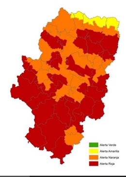 Alerta roja por riesgo de incendios forestales en la mayor parte de Aragón.