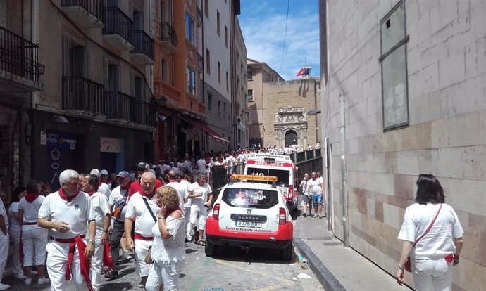 Dispositivo de Cruz Roja por San Fermín en la Cuesta de Santo Domingo