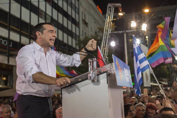 El primer ministro griego, Alexis Tsipras, durante un mitin. 