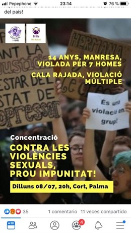 Cartel de la concentración en Palma contra las violencias sexuales