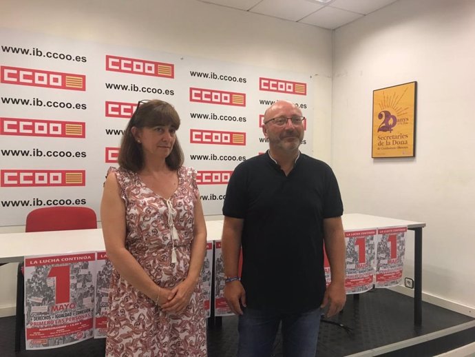 El secretari general de CCOO de Balears, José Luis García, abans d'una roda de premsa en CCOO